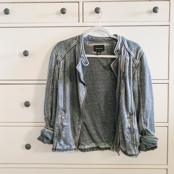 Moto Jacket DKNY Jeans Small Vintage Coat Top - Picture 2 of 4